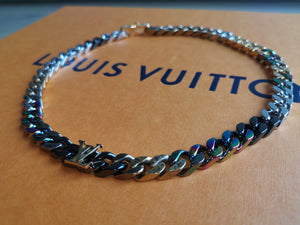 Louis Vuitton Chain Link Patches Necklace Blue Multicolor in Metal with  Silvertone  US